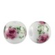 Ceramic bead round 12mm White-berry pink